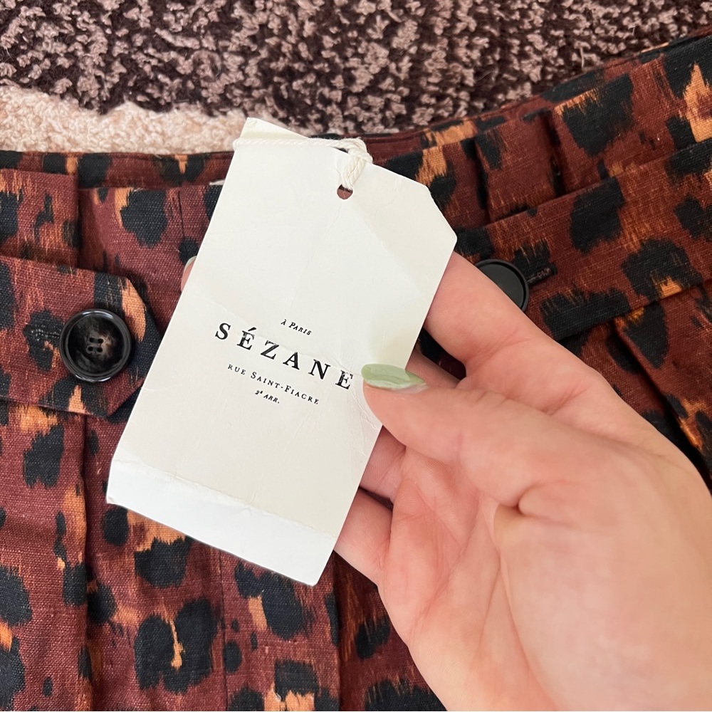 NWT Sézane Linen Fabrizo Shorts Leopard Print - Picture 4 of 7